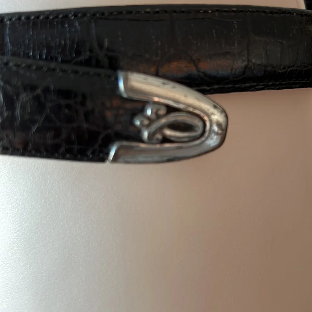 BRIGHTON Embossed Leather Alligator pattern Silver tone Buckle and Tip​